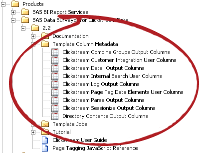 Column Metadata in the Products Folder