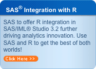 SAS to offer R integration in SAS/IML® Studio 3.2 further driving analytics innovation. Use SAS and R to get the best of both worlds!