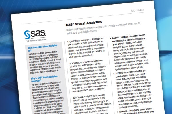 SAS Visual Analytics fact sheet cover