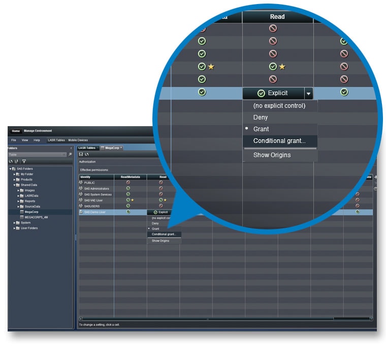 SAS Visual Analytics adminstration screen