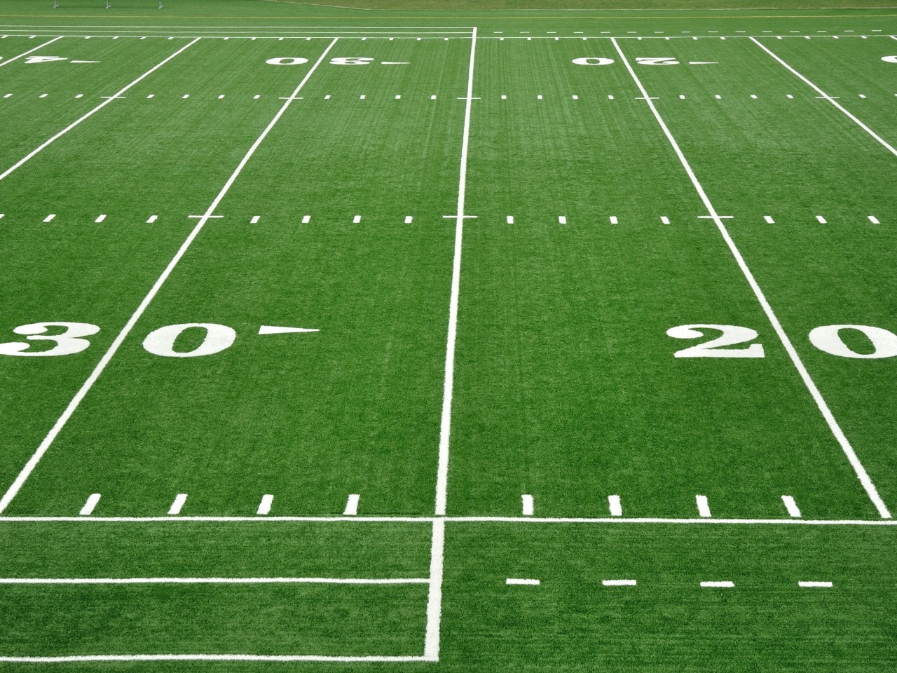 Twenty and Thirty Yard Line on American Football Field