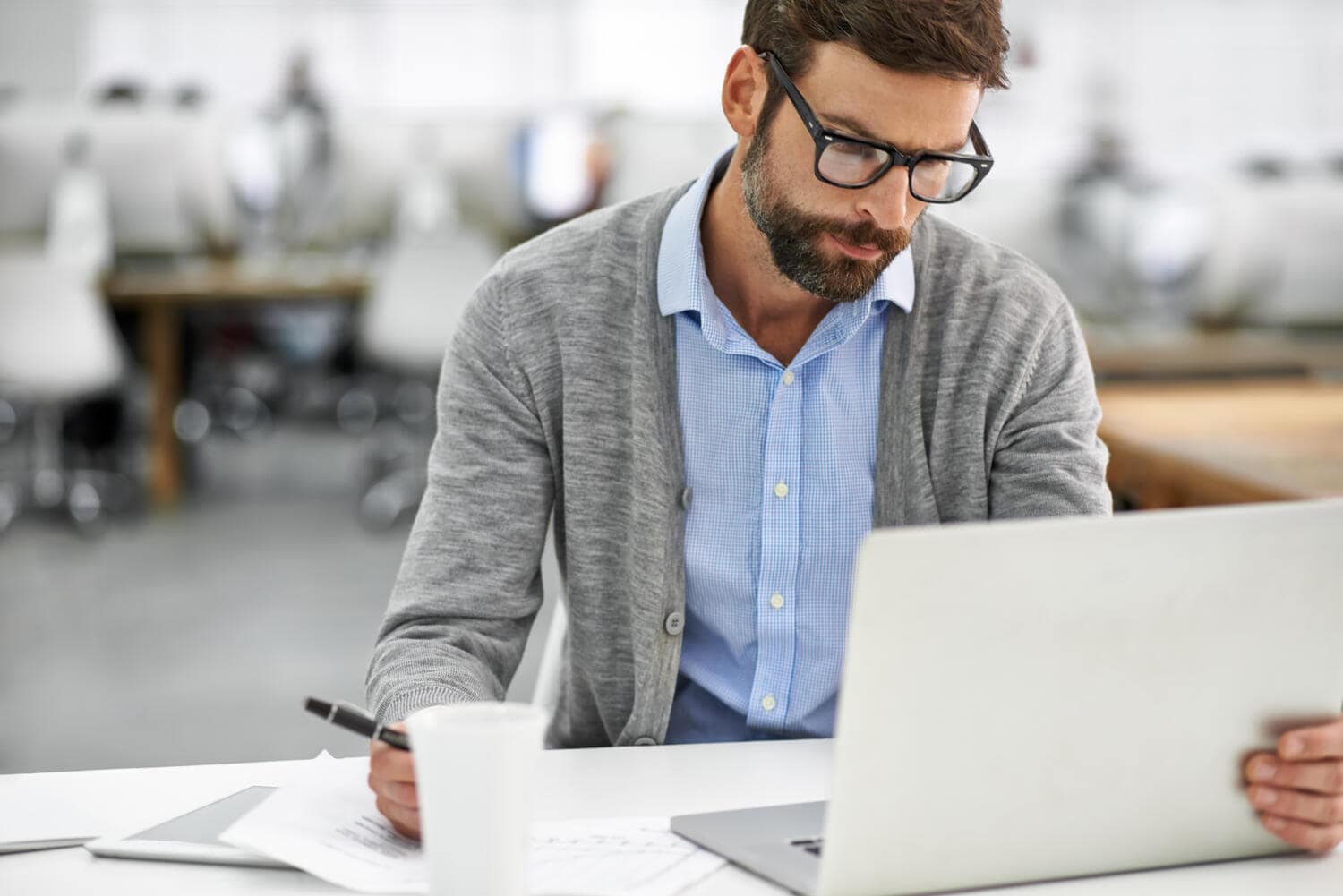 Man working at a computer