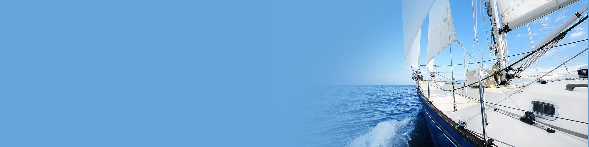 Boat sailing blue ocean