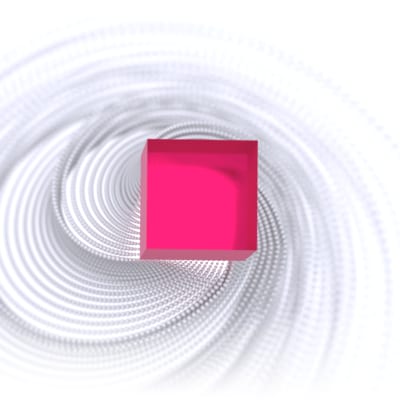 SAS Viya cube over white swirled background