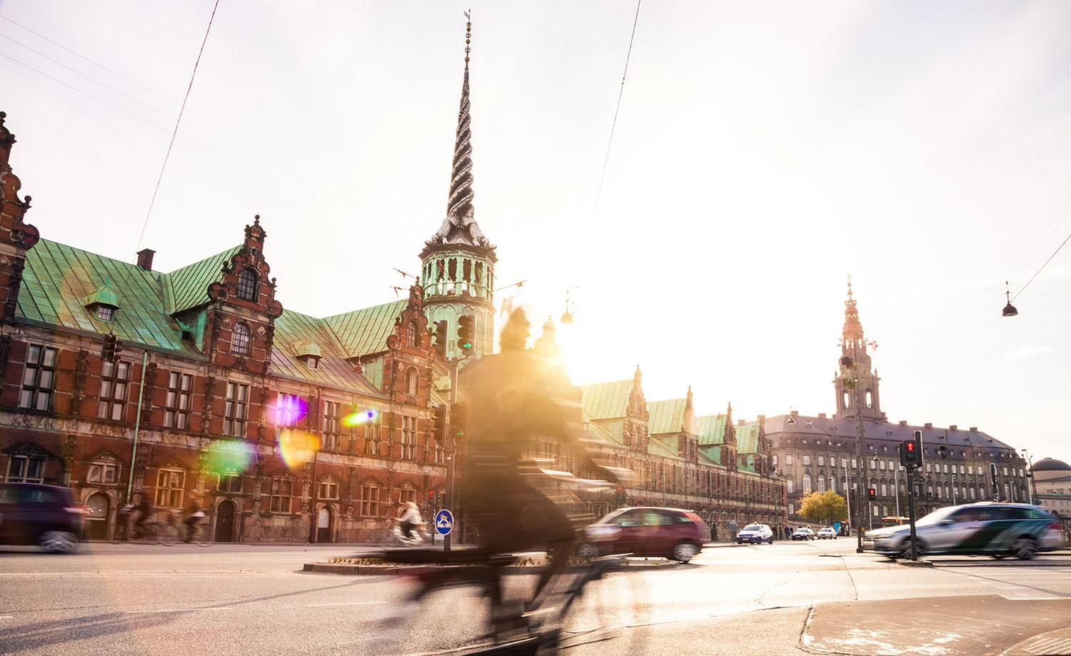 Blurred people cycling in Copenhagen