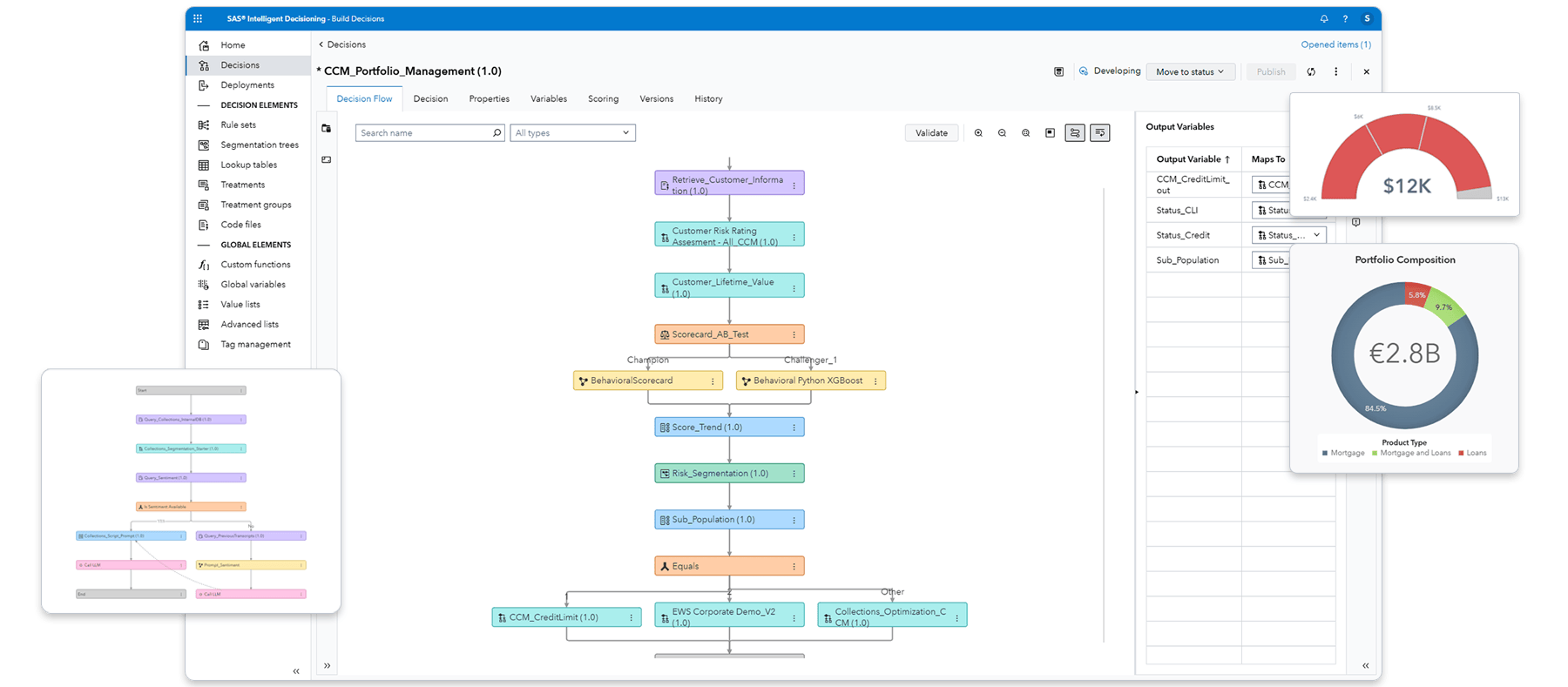 Screenshot of SAS Credit Customer Management - Intelligent Decisioning with highlights