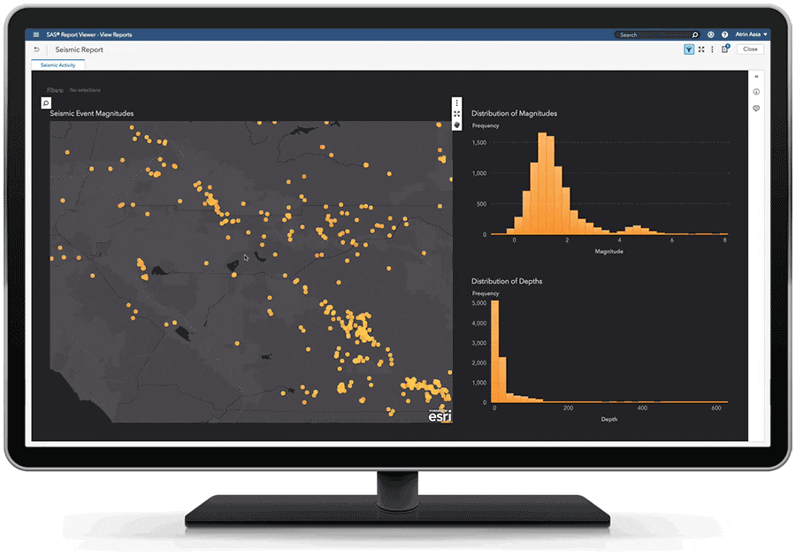 SAS Visual Analytics on SAS Viya, Bildschirm mit Ortsanalyse