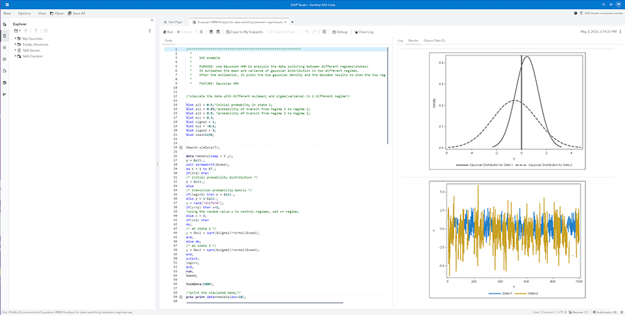 SAS Viya Screenshot zeigt die Entwicklung von Code und Flow