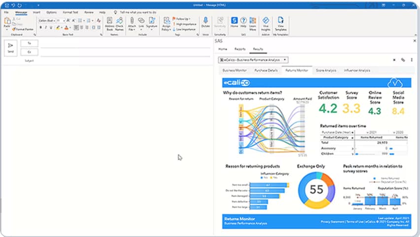 SAS Visual Analytics sharing and collaboration screenshot