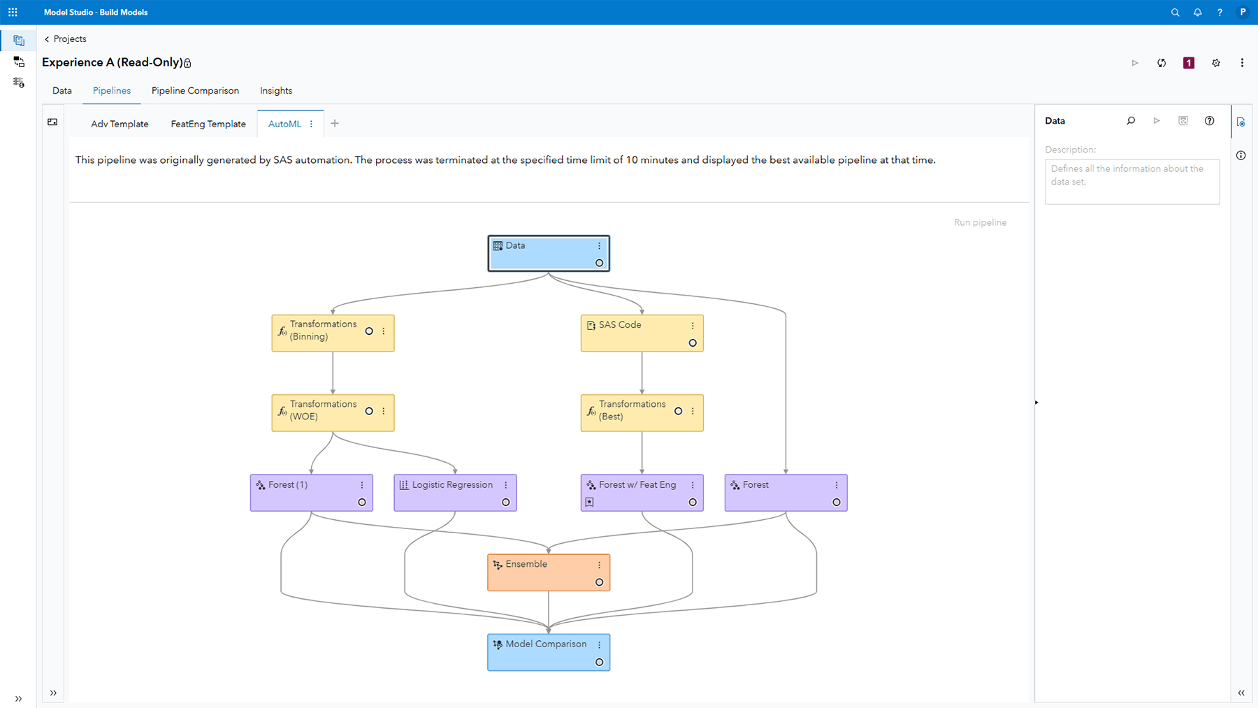 SAS Viya auto ml screenshot