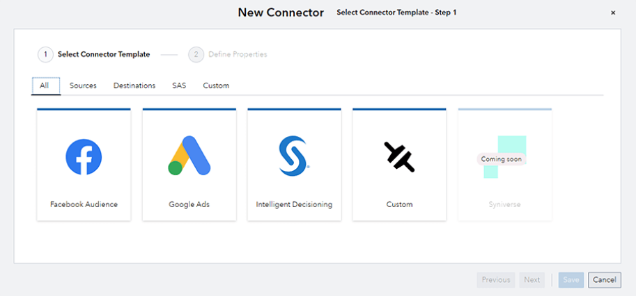 Screenshot zu SAS Customer Intelligence 360 – Neuer Connector
