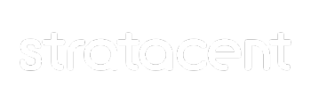 Stratacent logo in white