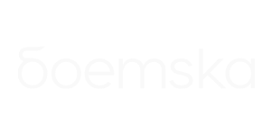 Boemska logo in horizontal format white text