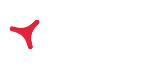 Atradius logo with red mark and white text and tagline