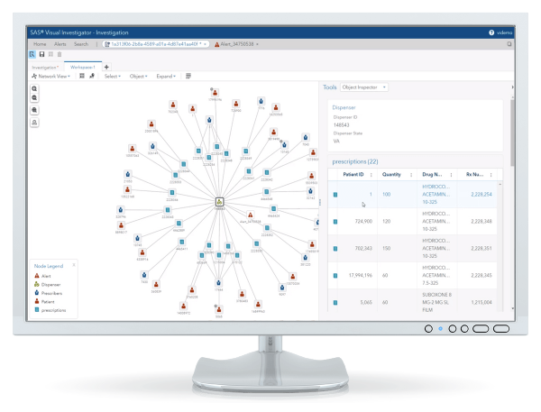 SAS Visual Investigator network view for the government