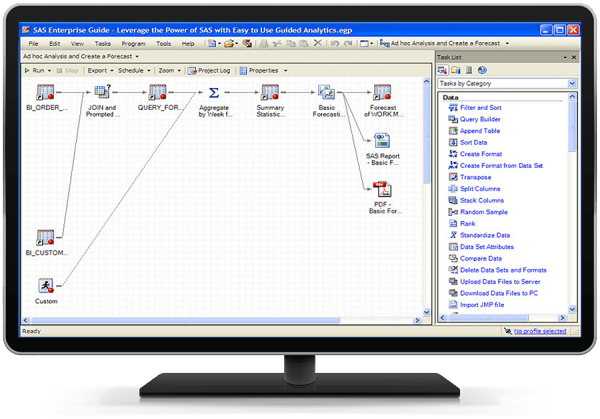 SAS Enterprise Guide shown on desktop monitor