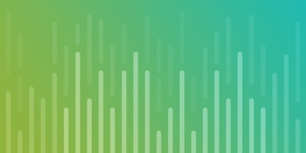 Green to teal gradient with bar chart illustration