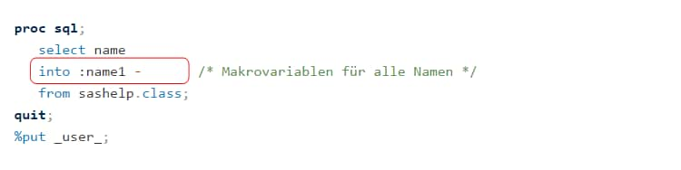 Beispiel: Makrovariablen für die alle Namen