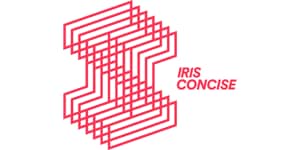 Iris Concise logo in red on white background in horizontal format