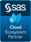 SAS Cloud Ecosystem Partner badge, midnight background, vertical format