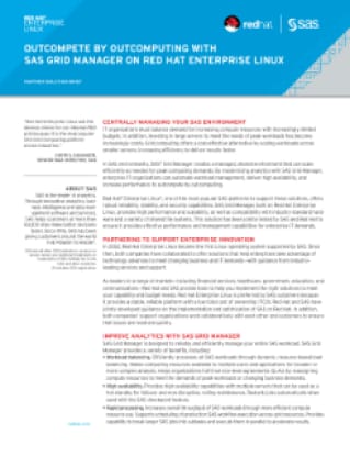 Outcompete by Outcomputing With SAS Grid Manager on Red Hat Enterprise Linux