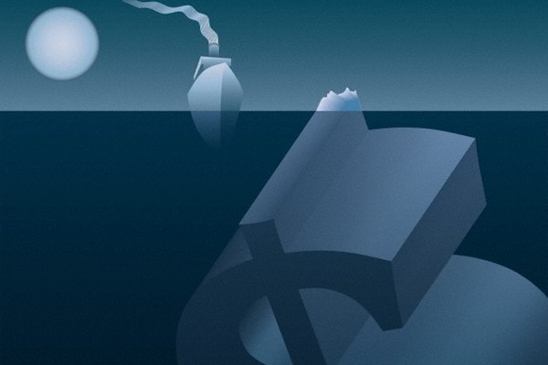 ship and sinking dollar sign ship and sinking dollar sign