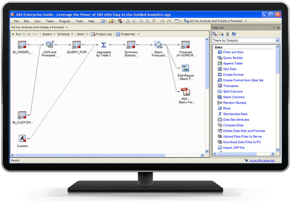 SAS Enterprise Guide shown on desktop monitor