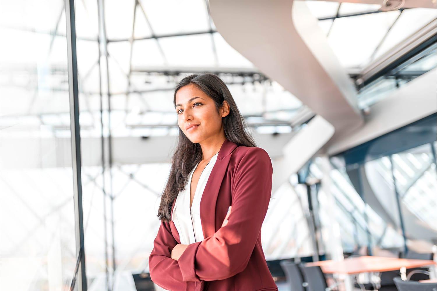 Woman crossing her arms confidently 