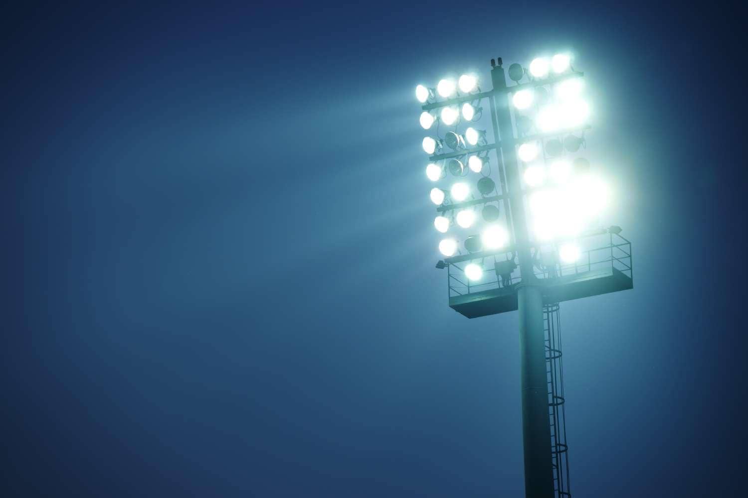 Stadium lights at night