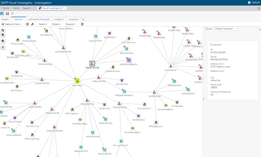 SAS Detection and Investigation for Government showing screen network zoomed on desktop monitor