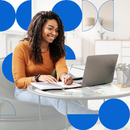 woman-working-wrapped-in-shapes