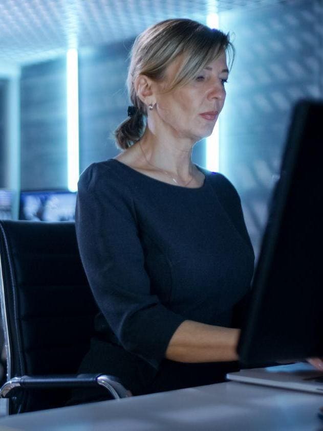 Female working on computer