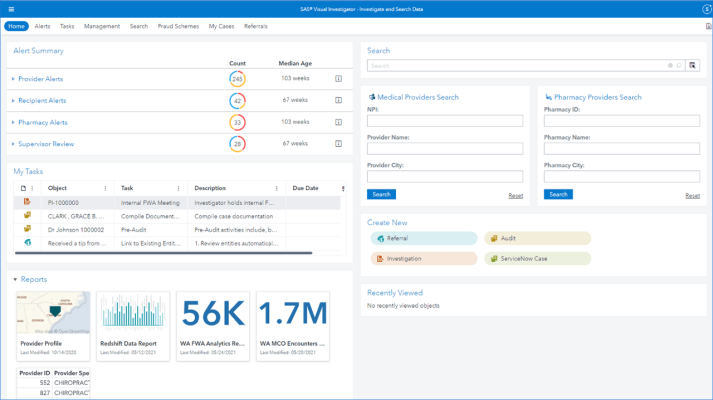 SAS Payment Integrity for Health Care screenshot