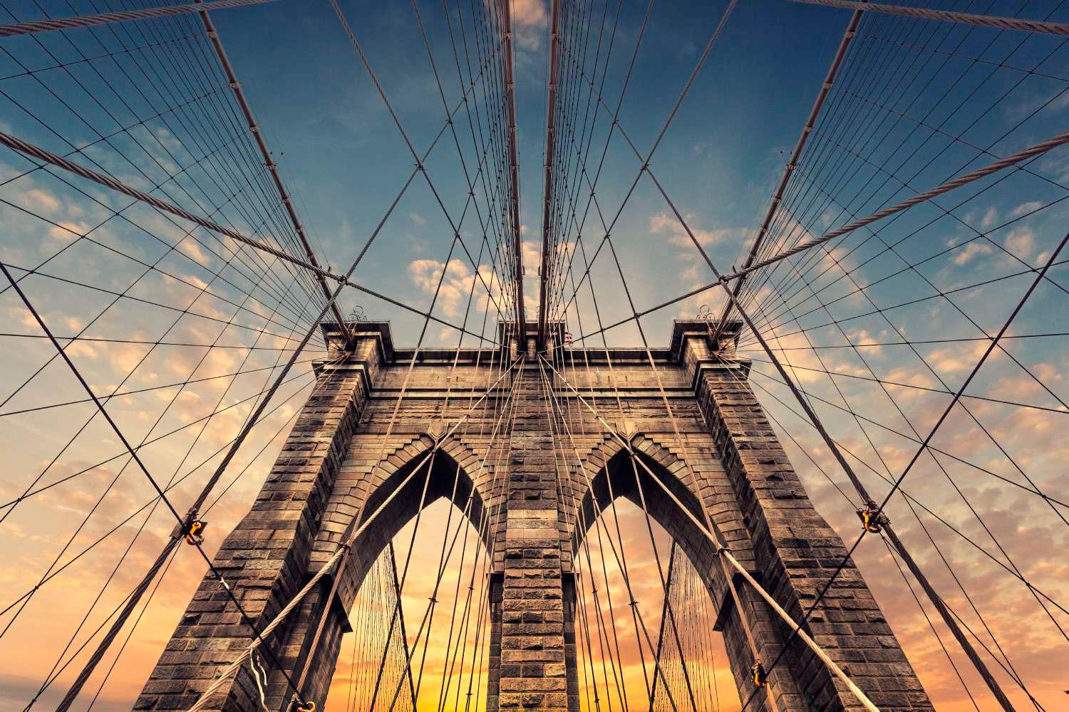 Brooklyn Bridge with sky in background