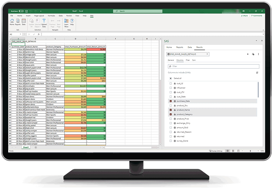 SAS for Microsoft 365 using a Excel spreadsheet