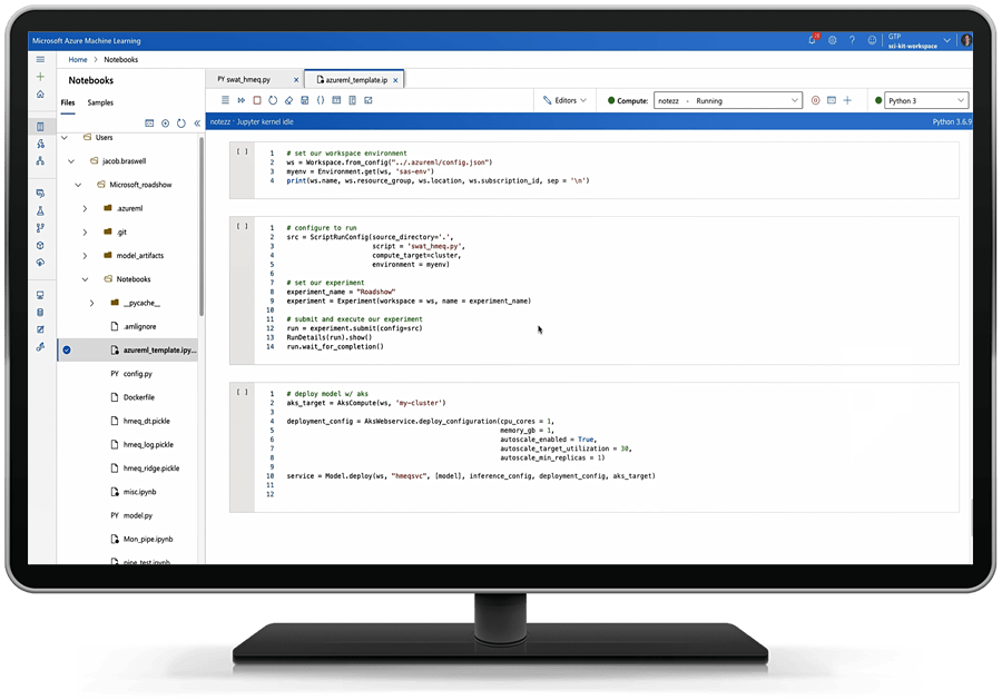 SAS Viya on Azure machine learning template shown on desktop monitor