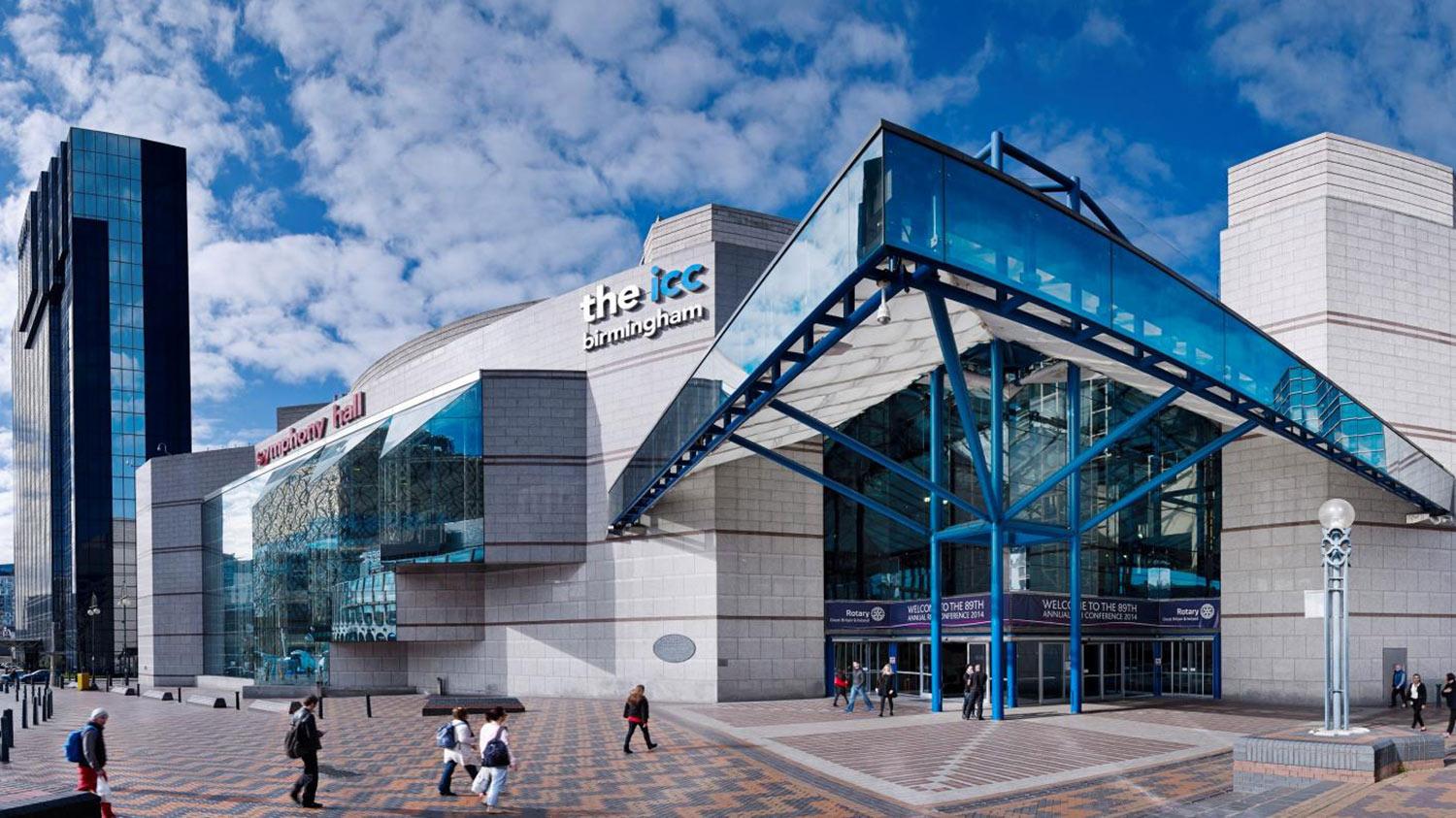 External picture of the ICC venue in Birmingham, UK