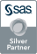 SAS Silver Partner badge art, vertical format, white background