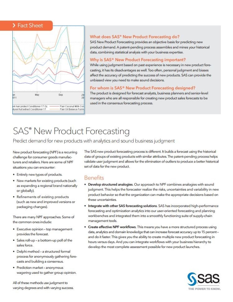 SAS®  New Product Forecasting