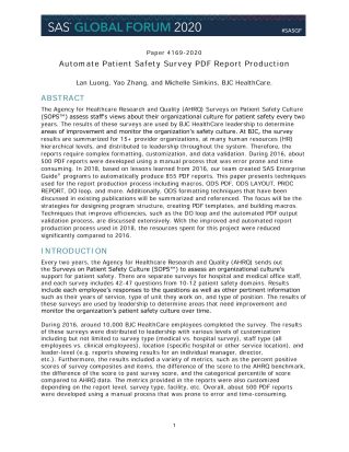 Automate Patient Safety Survey PDF Report Production