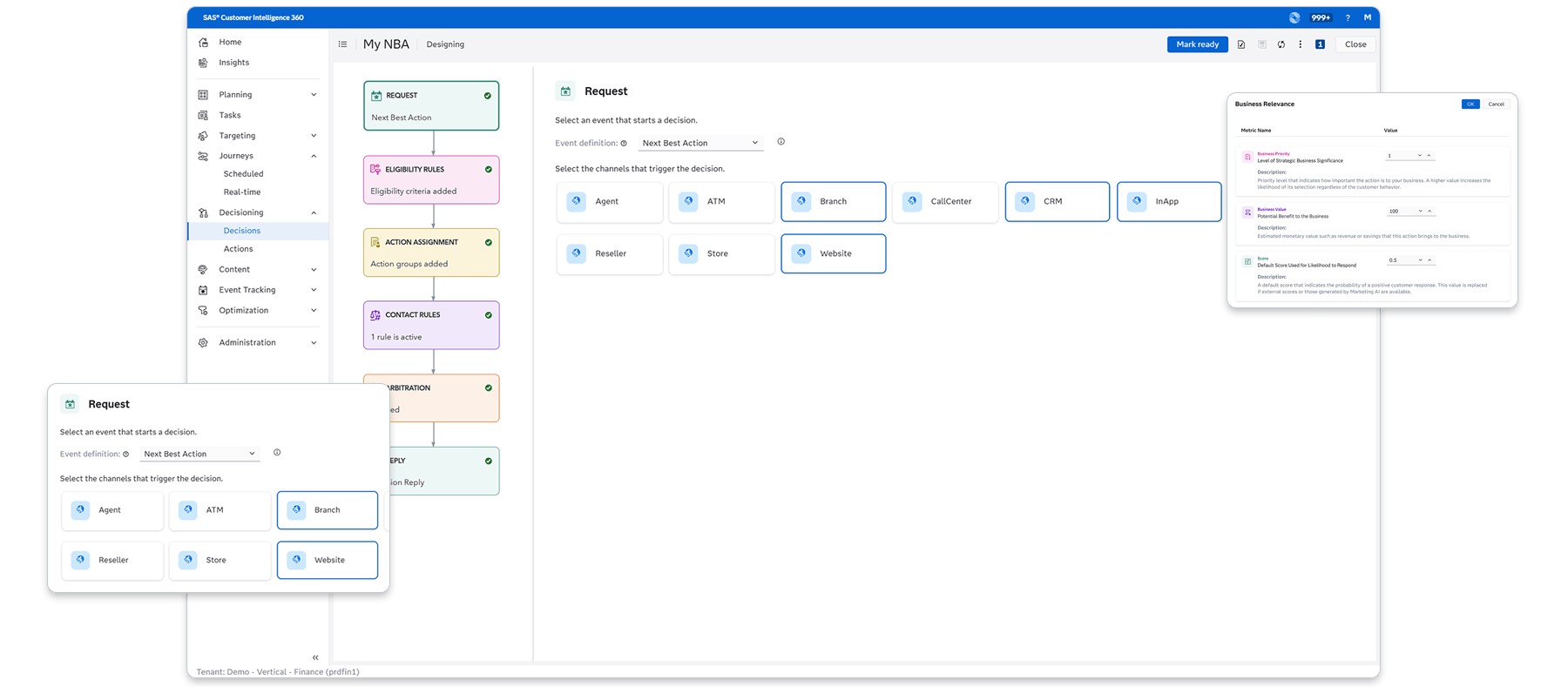 SAS 360 Marketing Decisioning next best action with highlights