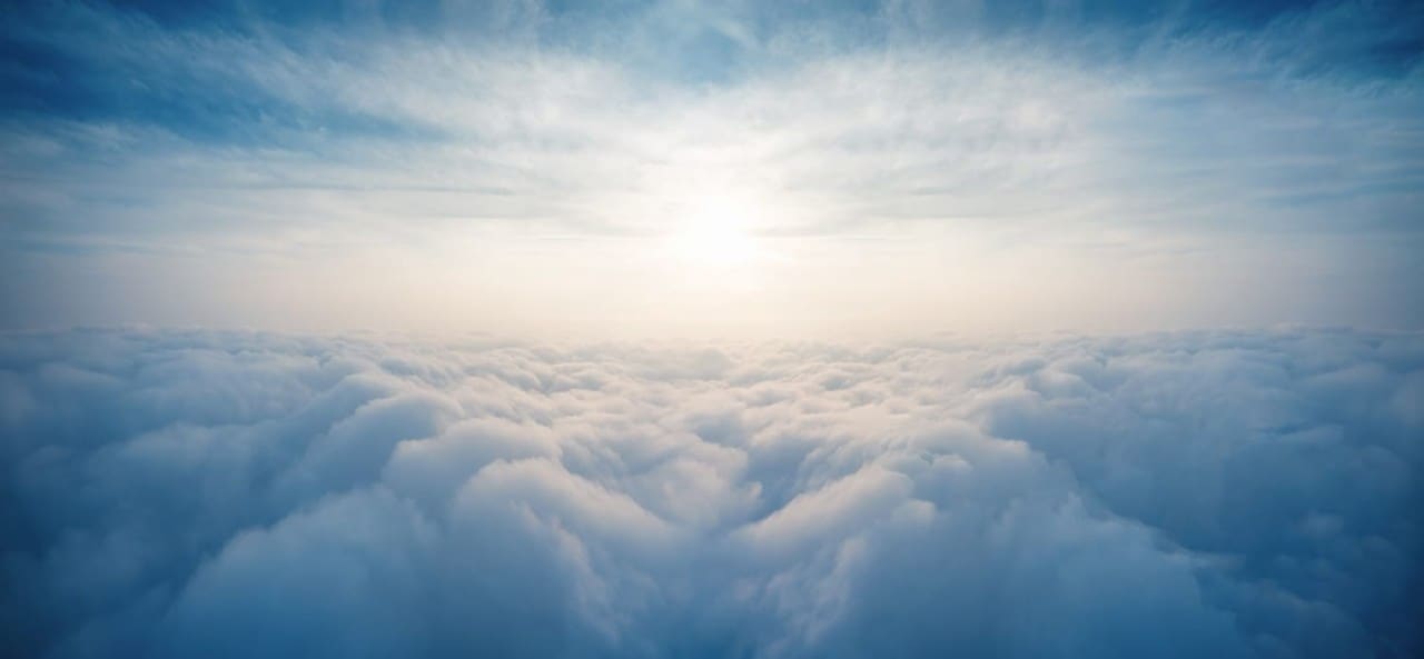 Clouds and sky as seen from above the clouds