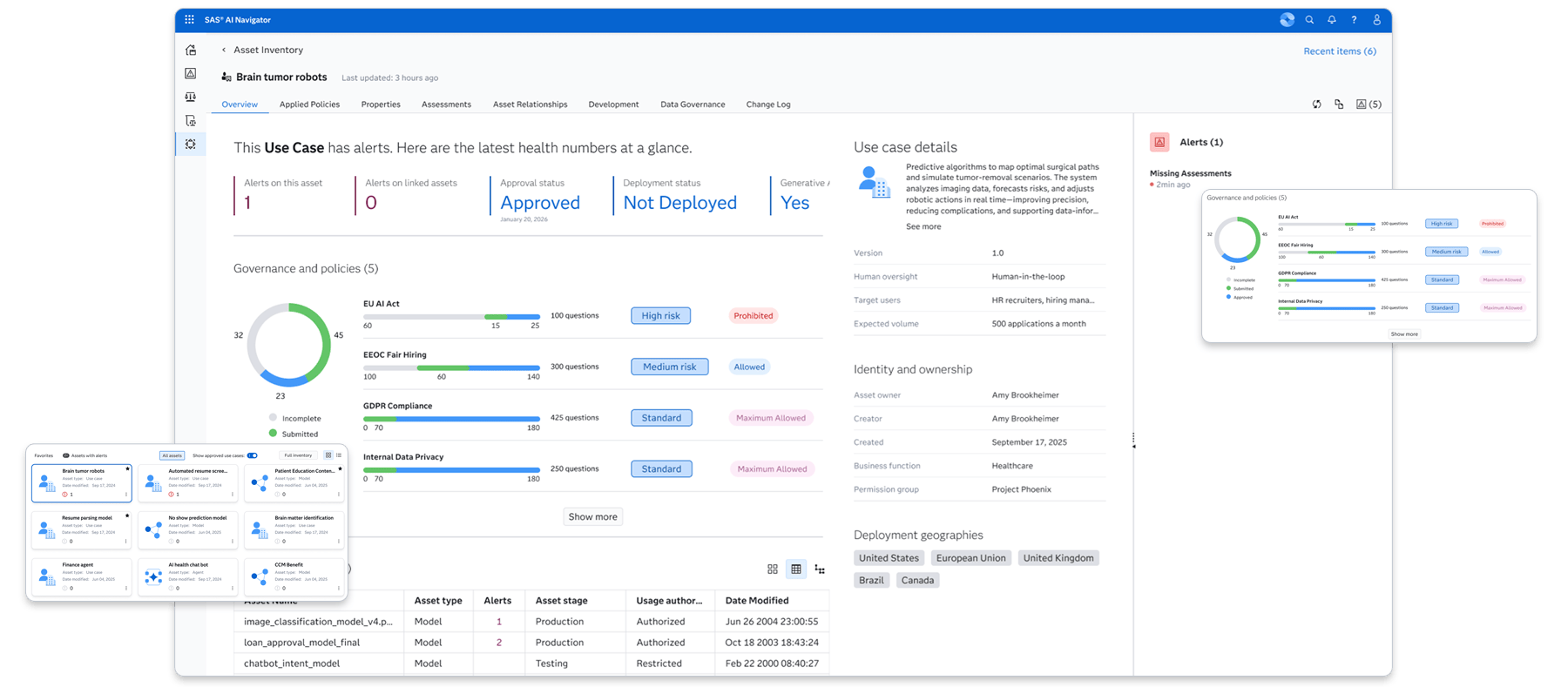 Screenshot of SAS AI Navigator use case overview with highlights