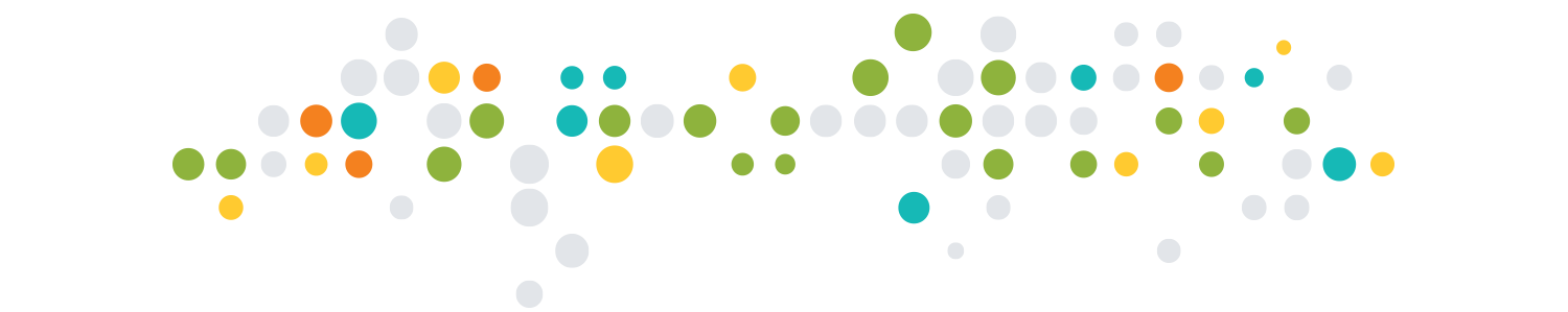 Transparent white, green, yellow, blue, and orange circle pattern