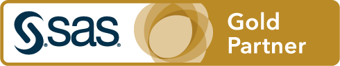 SAS Gold Partner badge art, horizontal format, white background