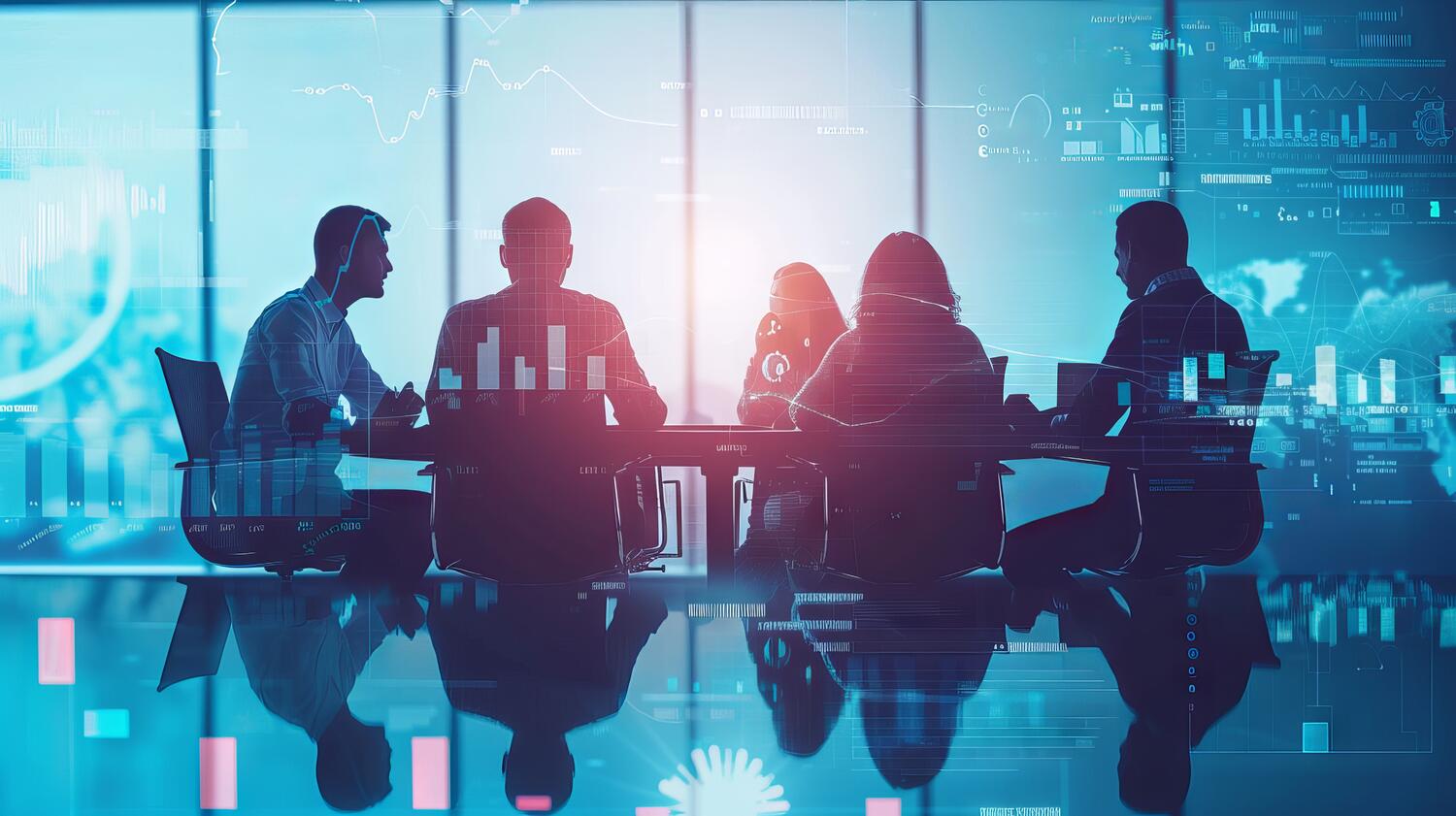 Woman in a yellow blouse holding a tablet while interacting with futuristic digital data visualizations and network graphics, symbolizing artificial intelligence and machine learning concepts.