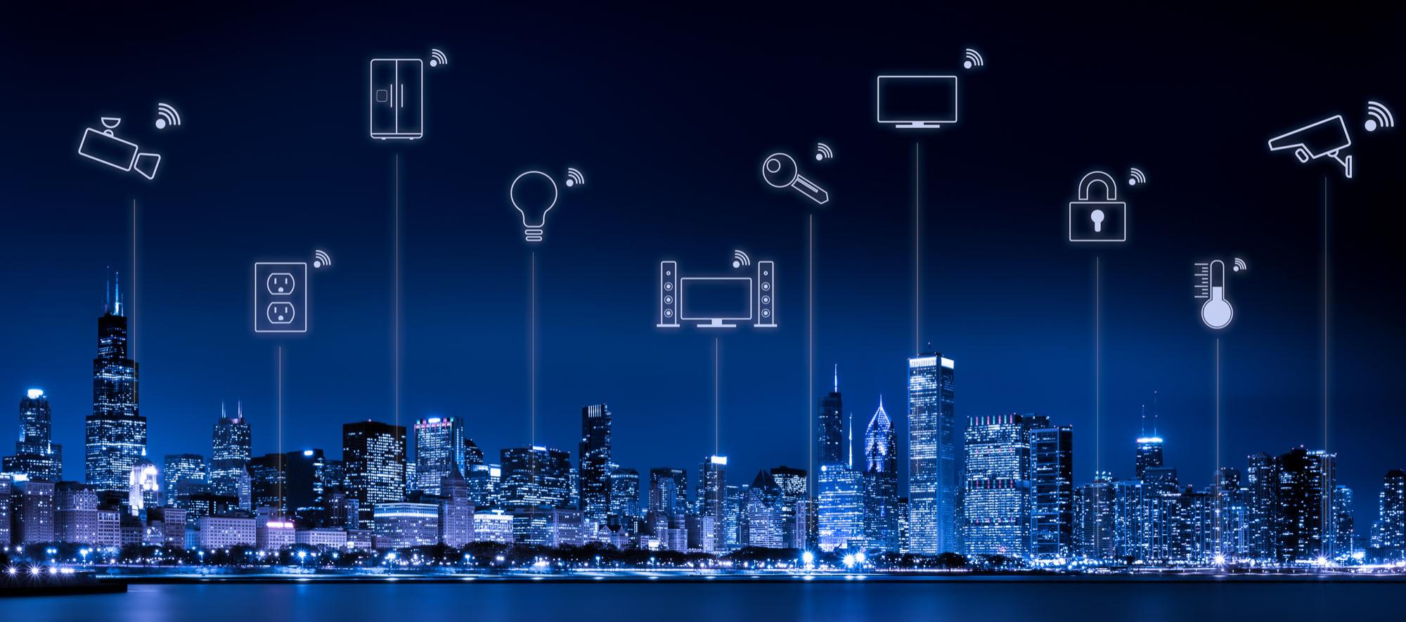 Chicago Skyline with Internet of Things