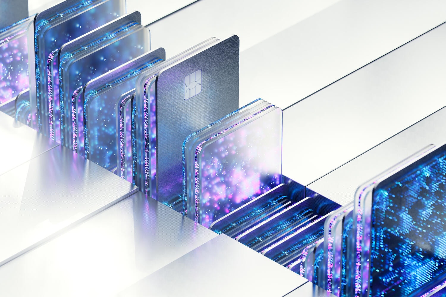 Digitally generated image of multicolored credit card