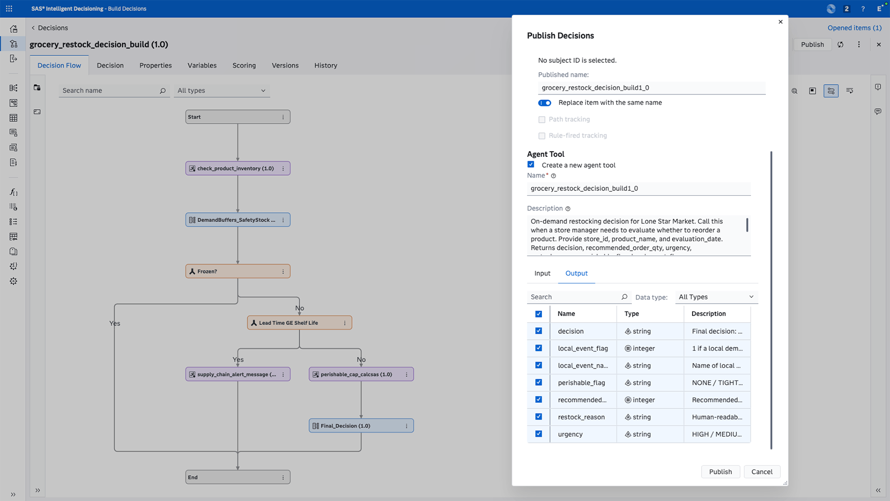 SAS Viya MCP Server publish agent tool