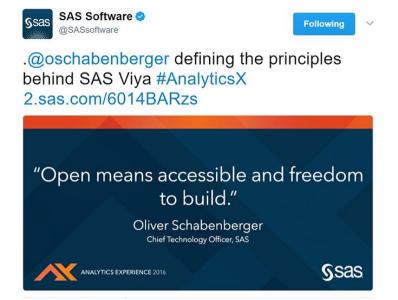 SAS Software tweet about Viya